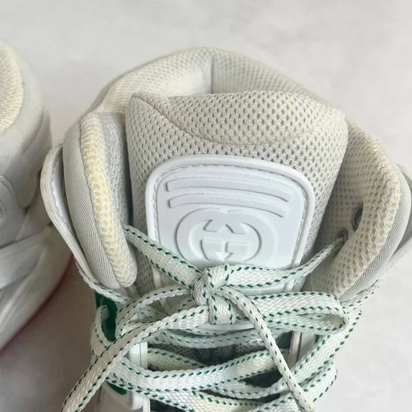 Gucci White Leather GG Monogram High-Top Sneakers Size 7 Mens Basketball Shoes - Picture 5 of 15